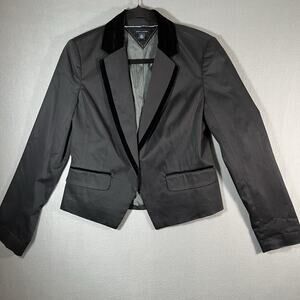 Tommy Hilfiger Black velvet trimmed single button blazer Jacket Sz 6